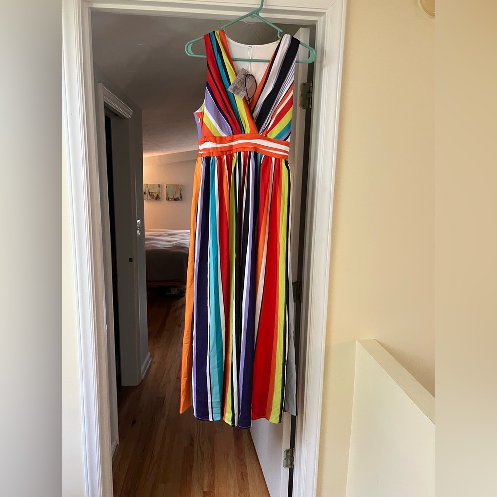 Oyrosy Rainbow Chiffon Maxi Dress - Picture 4 of 7